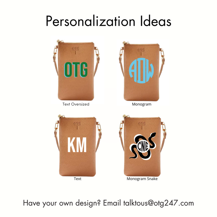 #1 Tan Crossbody Wristlet – personalized image