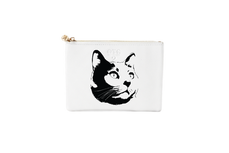 #2 White Black Cat Pouch