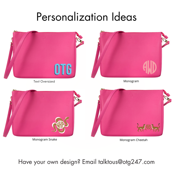 #9 Hot Pink Padded Crossbody Techie – personalized image