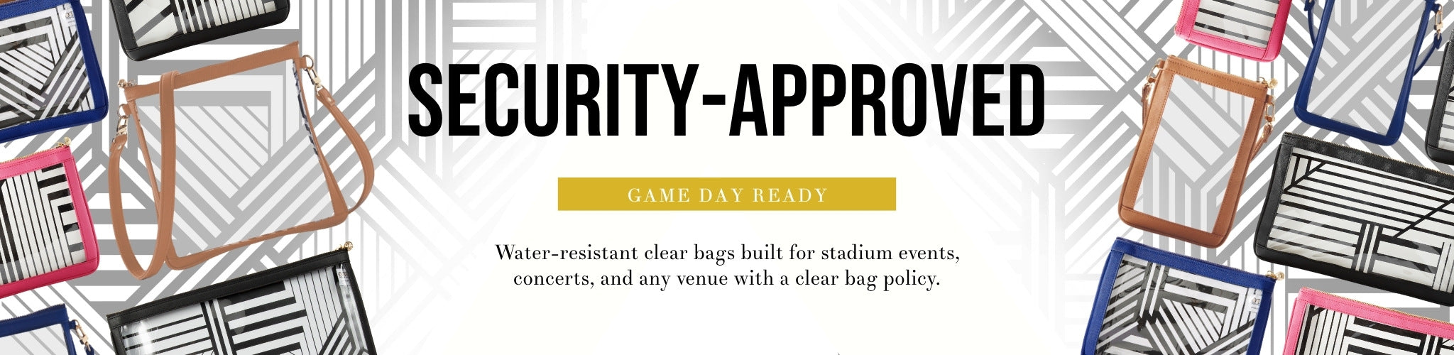 Water-resistant clear bags for stadium events, concerts, and any venue with a clear bag policy.