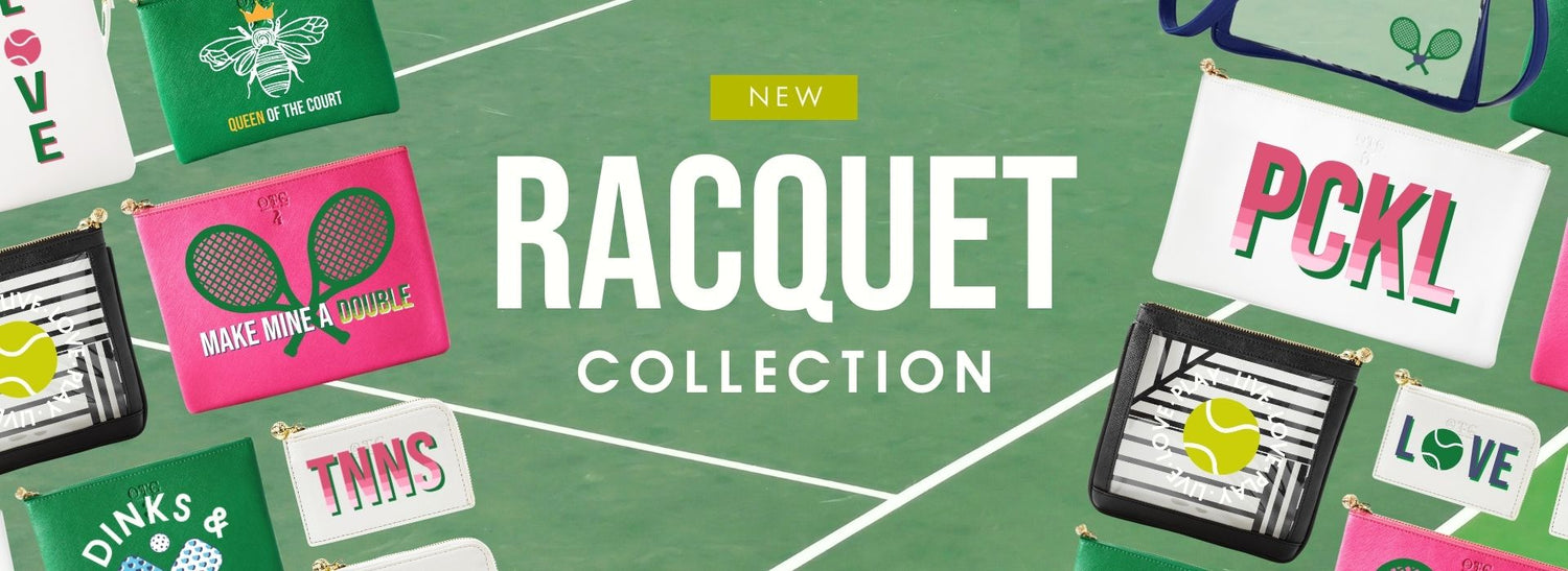 Promotional banner for OTG247 racquet sport themed collection bags