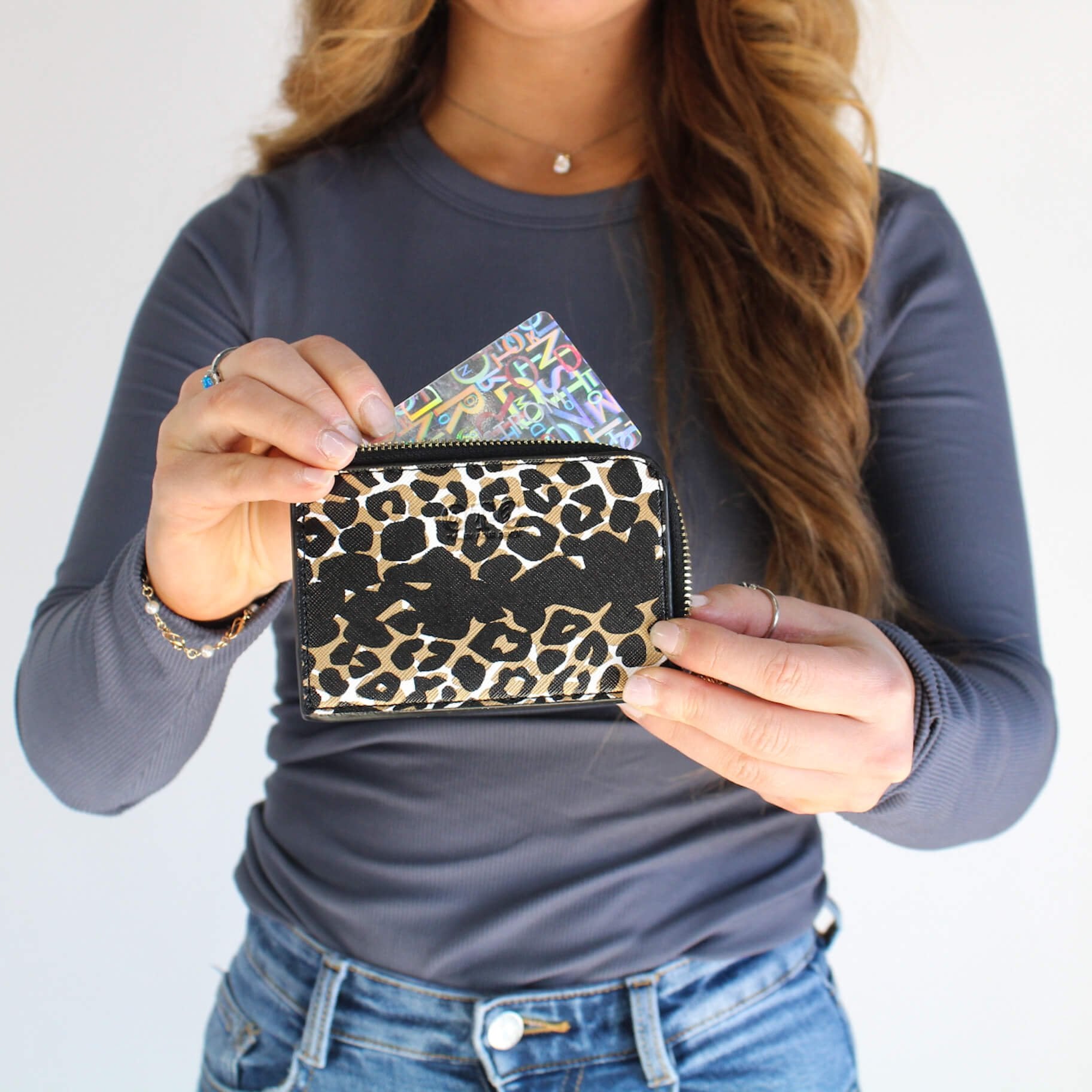 Card Case Caki Leopard Gold