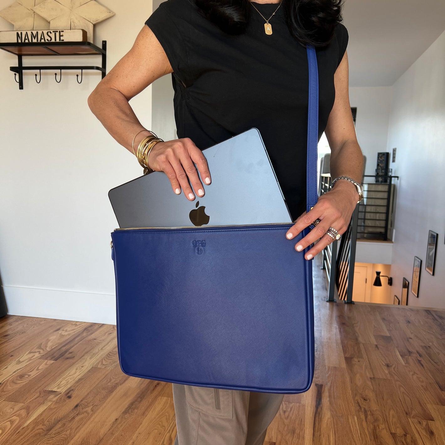 #9 Navy Padded Crossbody Techie