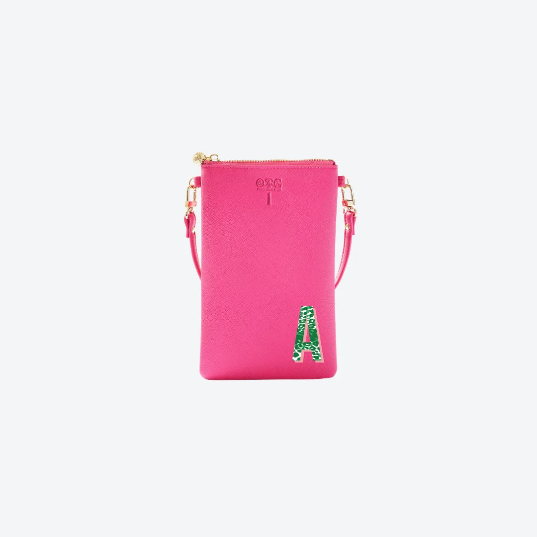 #1 Hot Pink with Leopard Initial, front view