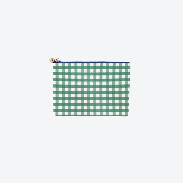 #2 Britt Check Green Pouch, front view