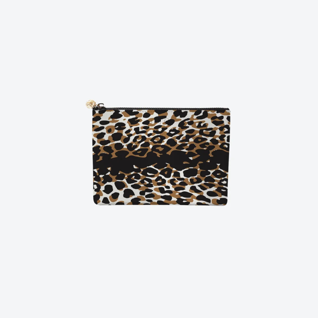 #2 Caki Leopard Gold Pouch, front view