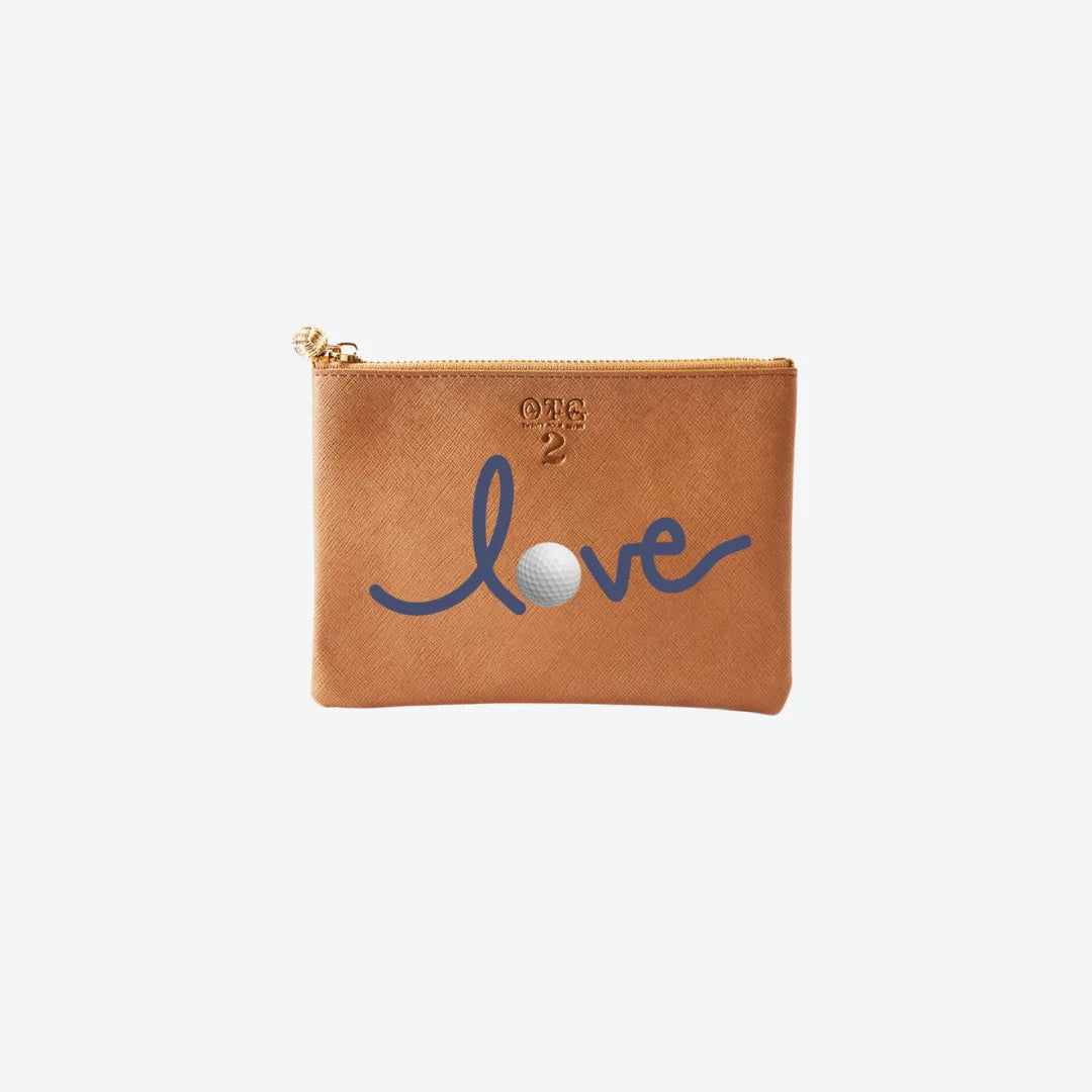 #2 Tan Love Golf Pouch, front view