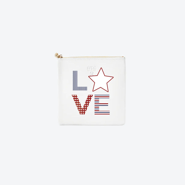 #3 White USA Love Pouch, front view
