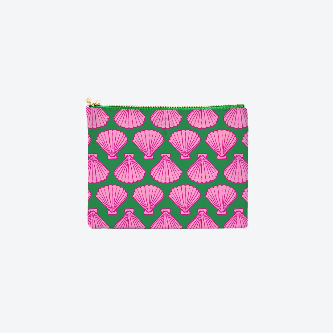 #4 Elle Shell Green Pouch, front view
