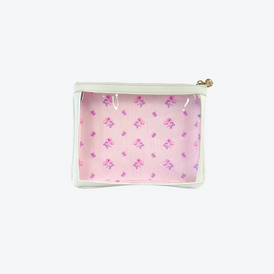#4 Meeghan Nudie White Floral Pouch, front view