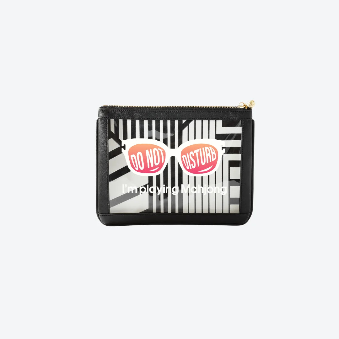 #4 Nudie Black Playing Mahjong Pouch, front view