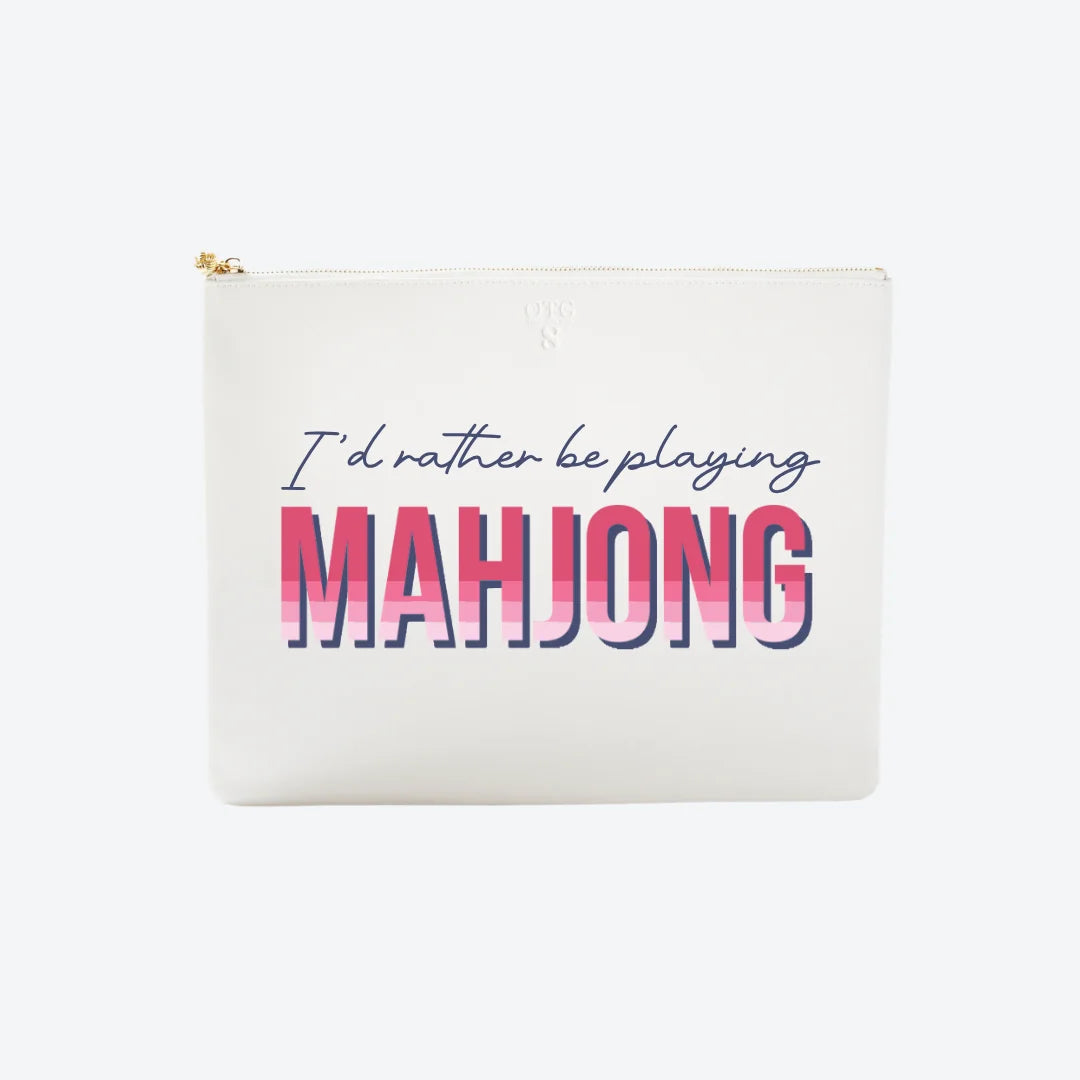 #8 White Id Rather Mahjong Pouch