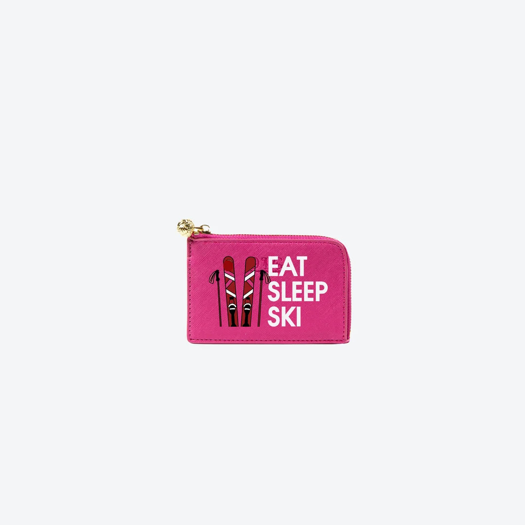 Card Case Hot Pink Eat Sleep Ski