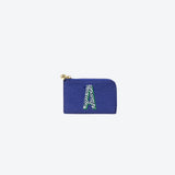 Card Case Navy with Cheetah Initial