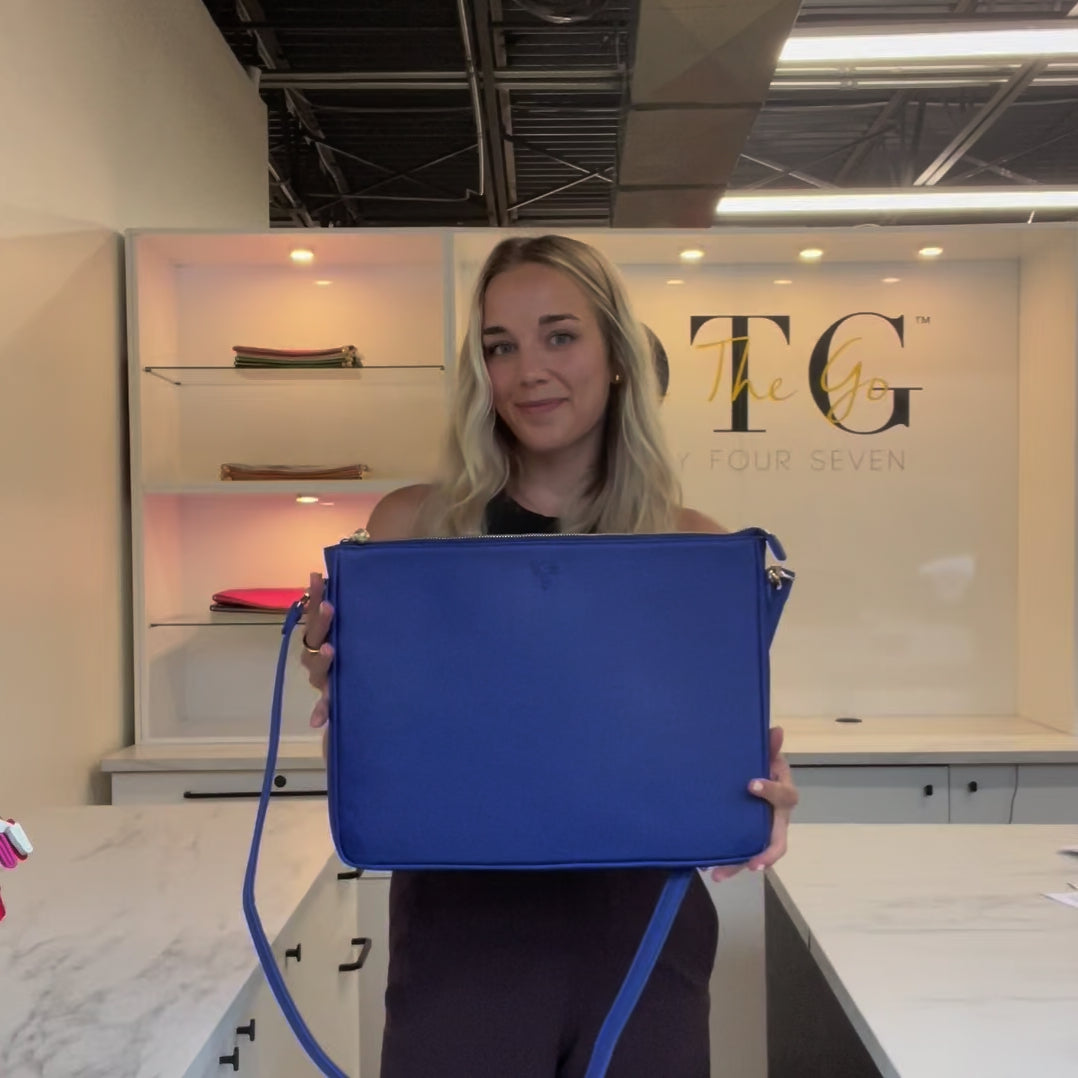 Load video: #9 Navy Padded Crossbody Techie